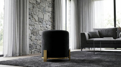 Apollo Velvet Ottoman - Black – modern ottoman or footstool by Interior Ave