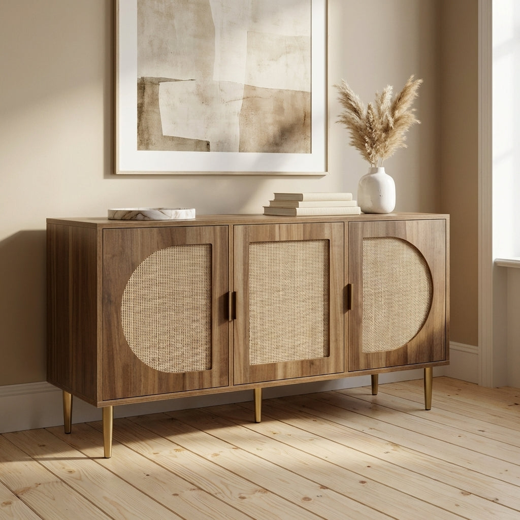 Anya Rattan Buffet Sideboard – Natural Oak