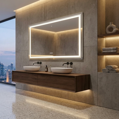 140 x 70cm Rectangle Frameless LED Bathroom Mirror