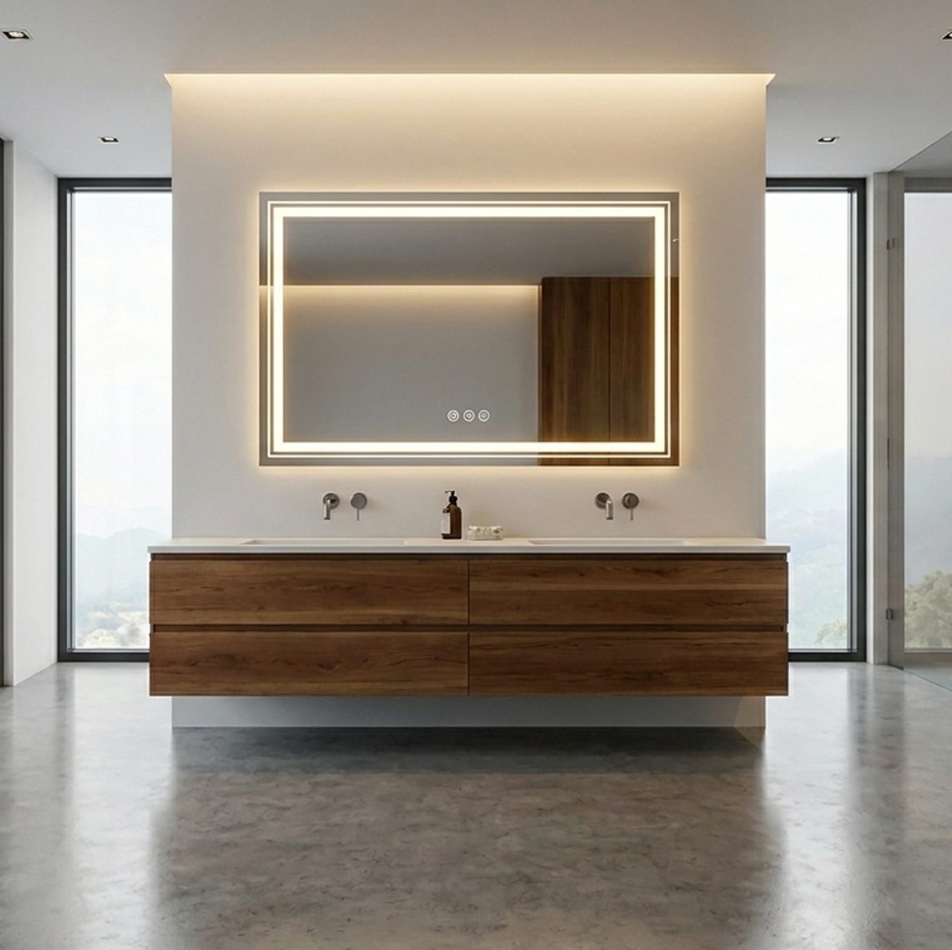 120 x 80cm Rectangle Frameless LED Bathroom Mirror