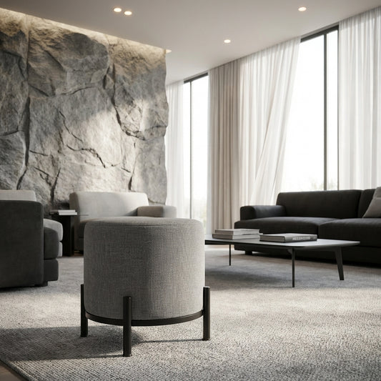 Manhattan Fabric Ottoman – modern ottoman or footstool by Interior Ave