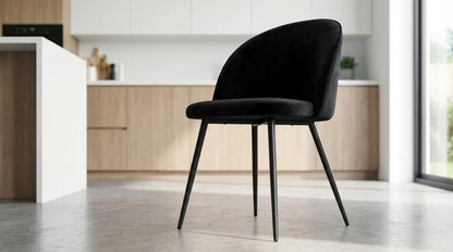 Que Velvet Dining Chairs - Black - Set of Two