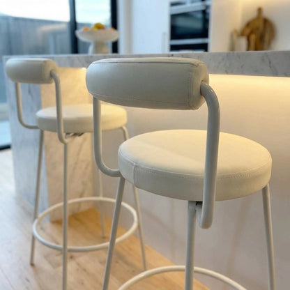 Calipo Leather Bar Stool - White
