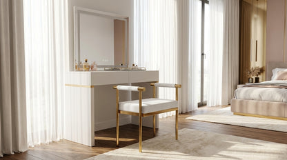 Cuba Velvet Vanity Stool – White