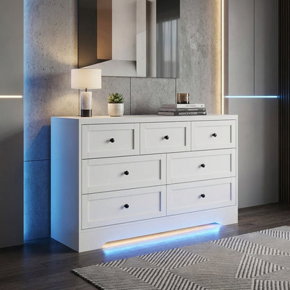 Ivory 7 Drawer Bedroom Dresser – White