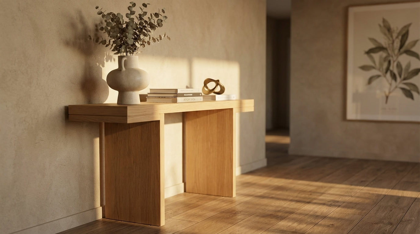 Mindi Solid Timber Console Table – Natural
