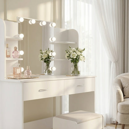 Serenity Dressing Table Set with Makeup Mirror - White – Designer mirror by Interior Ave