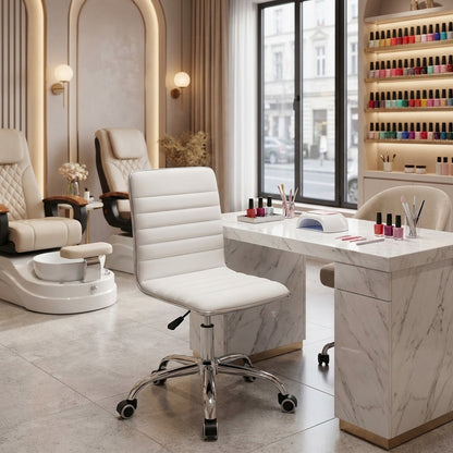 Stylus Office Chair - White - Modern Leather Office Chair by Interior Ave
