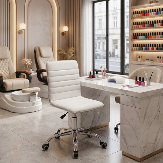 Stylus Office Chair - White - Modern Leather Office Chair by Interior Ave