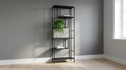 Hamley 5-Tier Bookshelf – Black Metal Frame