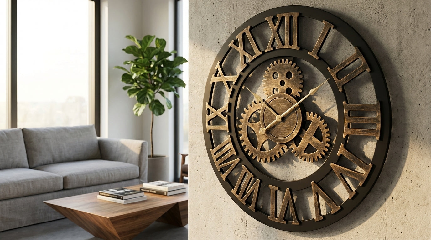 Large Industrial Steampunk Wall Clock - 80cm – premium furniture by Interior Ave