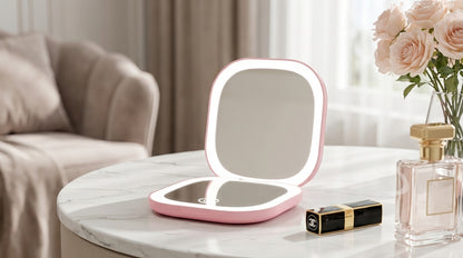 Aura LED Compact Mirror - Pink