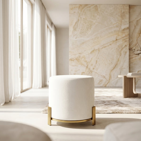 Apollo Velvet Ottoman - White – modern ottoman or footstool by Interior Ave