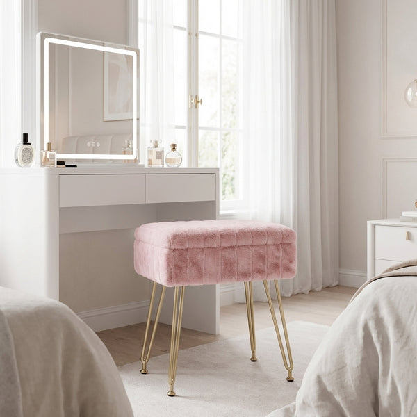 Luna Vanity Storage Stool - Pink
