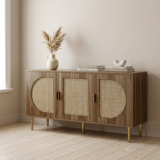 Anya Rattan Buffet Sideboard – Natural Oak