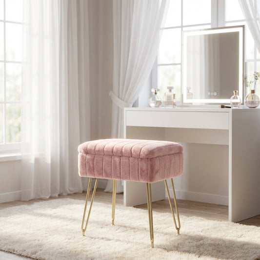 Luna Vanity Storage Stool - Pink