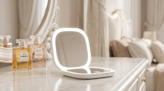Aura LED Compact Mirror - White