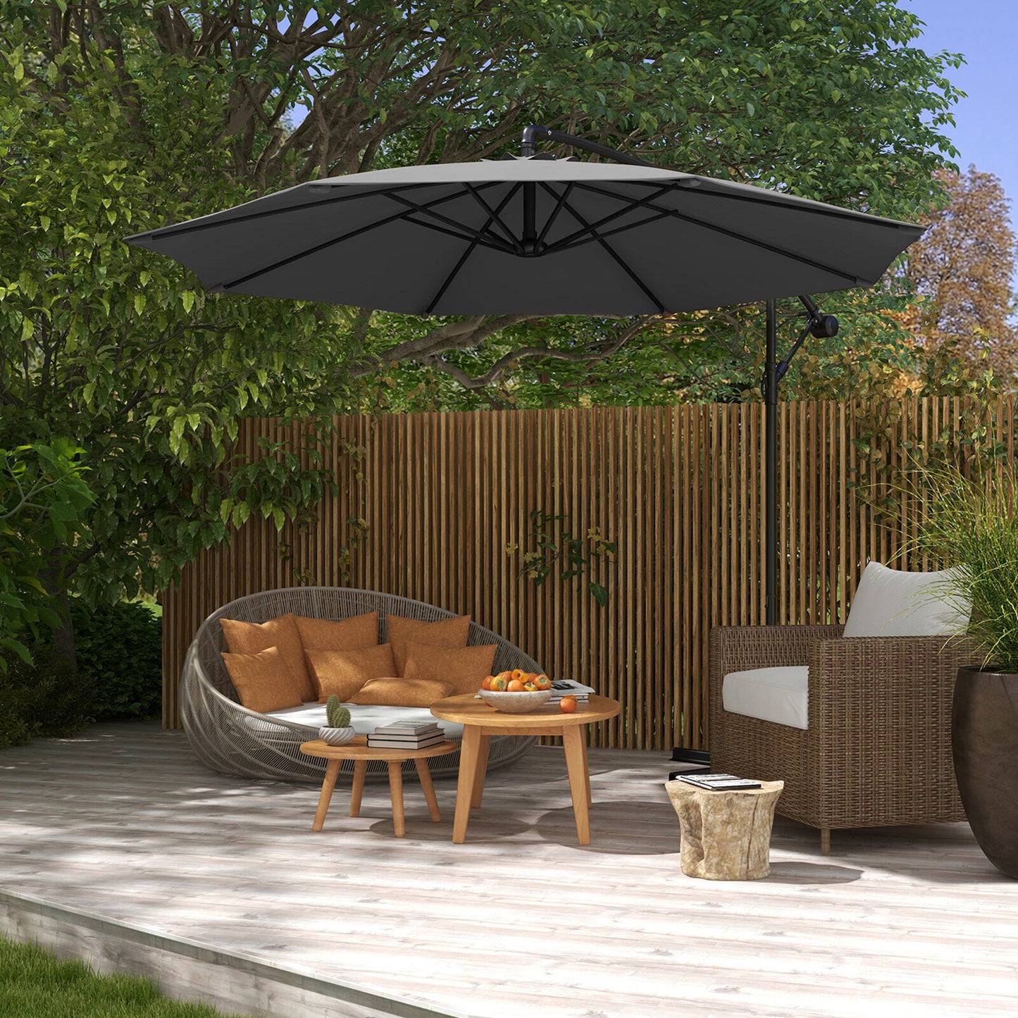 Milano 3M Outdoor Umbrella Cantilever With Protective Cover Patio Garden Shade-1878615036386217986