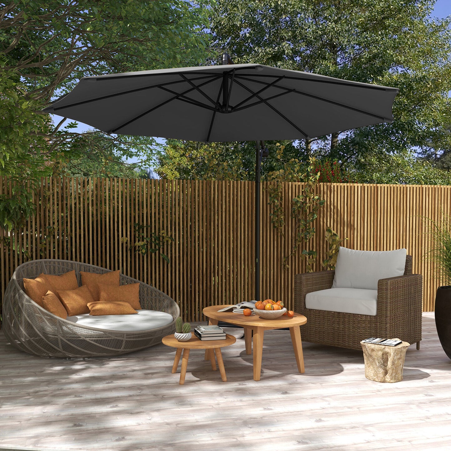 Milano 3M Outdoor Umbrella Cantilever With Protective Cover Patio Garden Shade-1878615036386217987