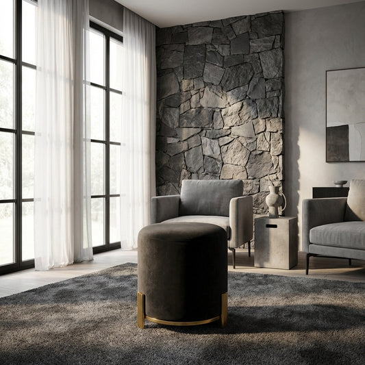Apollo Velvet Ottoman - Black – modern ottoman or footstool by Interior Ave