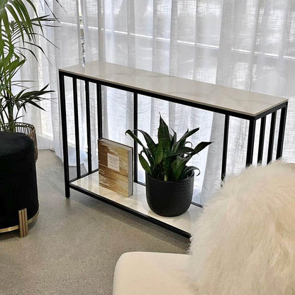 Bronte Dual Layer Hallway Console - White Marble Stone