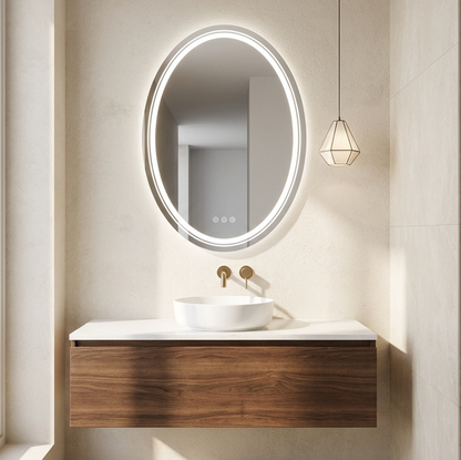 50 x 70cm Oval Frameless LED Bathroom Mirror