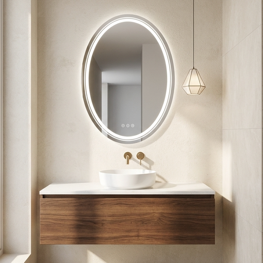 50 x 70cm Oval Frameless LED Bathroom Mirror