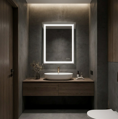 50 x 70cm Rectangle Frameless LED Bathroom Mirror