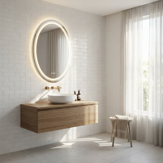 60 x 80cm Oval Frameless LED Bathroom Mirror