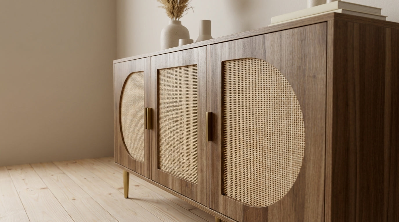 Anya Rattan Buffet Sideboard – Natural Oak