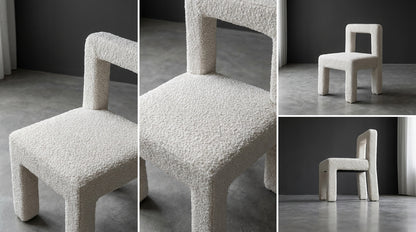 Forma White Boucle Dining Chair | Designer Chair by Interior Ave