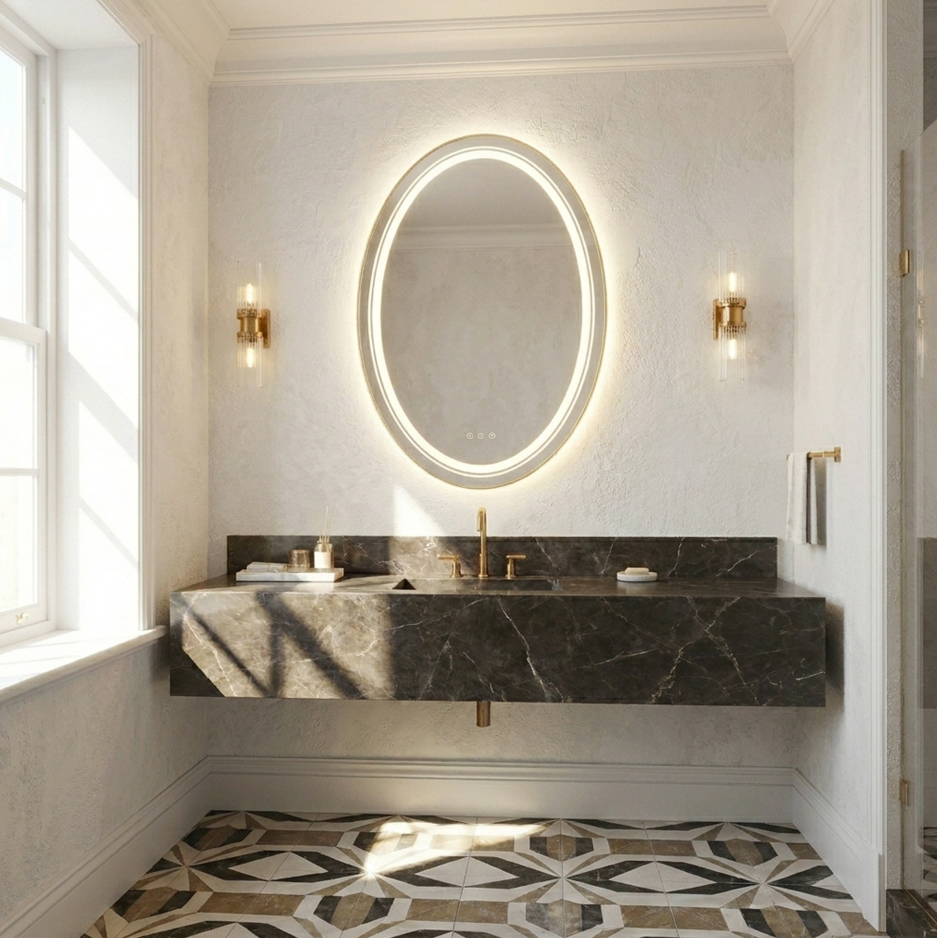 60 x 80cm Oval Frameless LED Bathroom Mirror