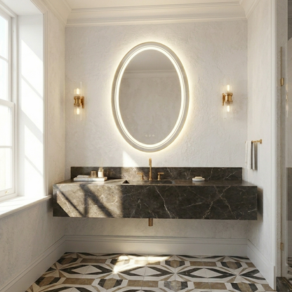 60 x 80cm Oval Frameless LED Bathroom Mirror