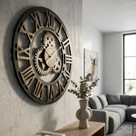 Large Industrial Steampunk Wall Clock - 60cm – premium furniture by Interior Ave