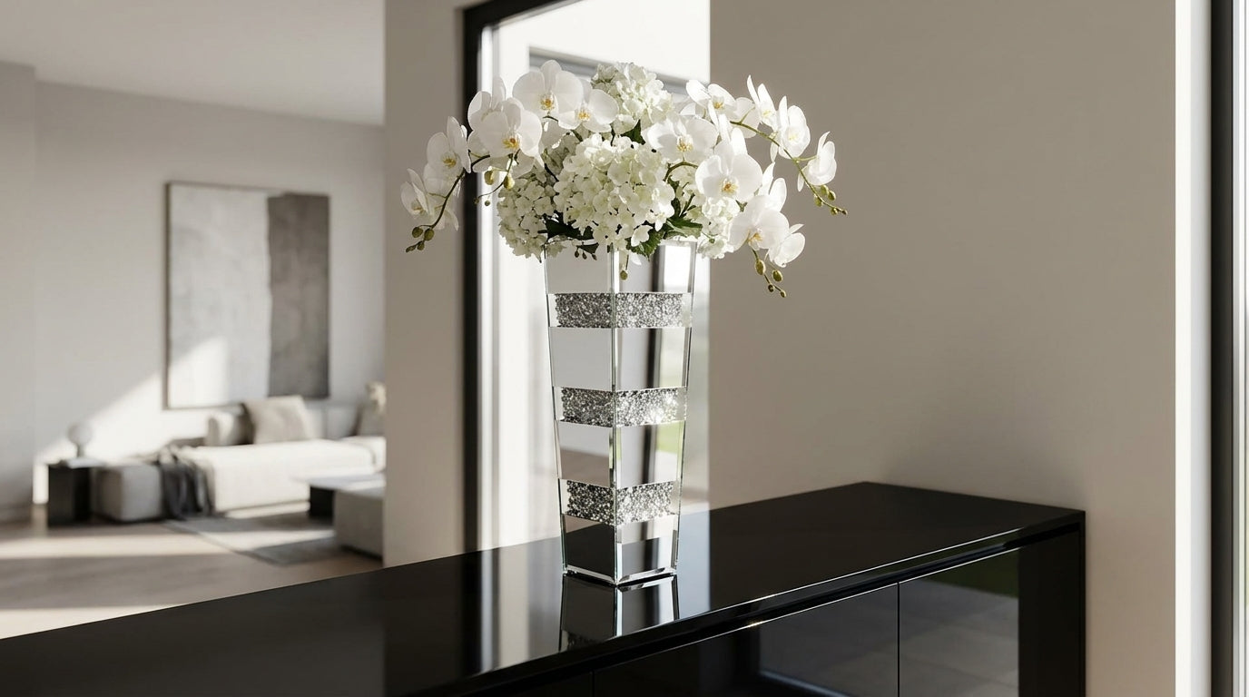 Aurelia Crystal Vase – Silver