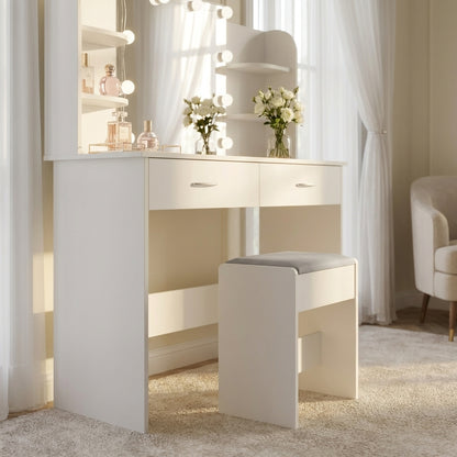Serenity Dressing Table Set with Makeup Mirror - White – Designer mirror by Interior Ave