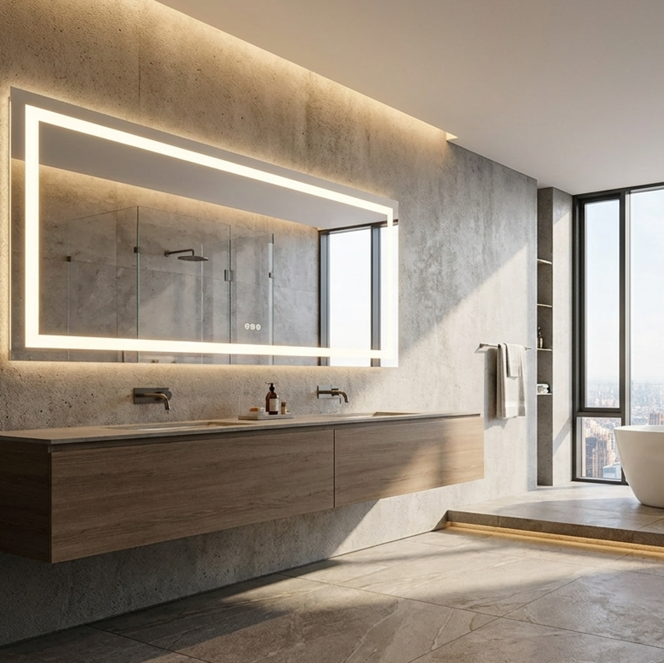 180 x 80cm Rectangle Frameless LED Bathroom Mirror – Bluetooth