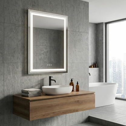 60 x 80cm Rectangle Frameless LED Bathroom Mirror – Bluetooth