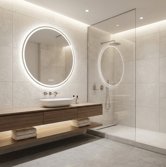 80cm Round Frameless LED Bathroom Mirror – Bluetooth
