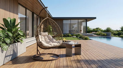 Egg Swing Chair Wicker Rattan - Latte