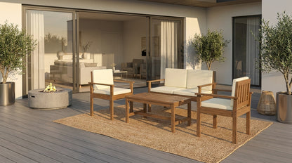 Sun Downer 4-Piece Outdoor Sofa Set Wooden Couch Lounge Setting