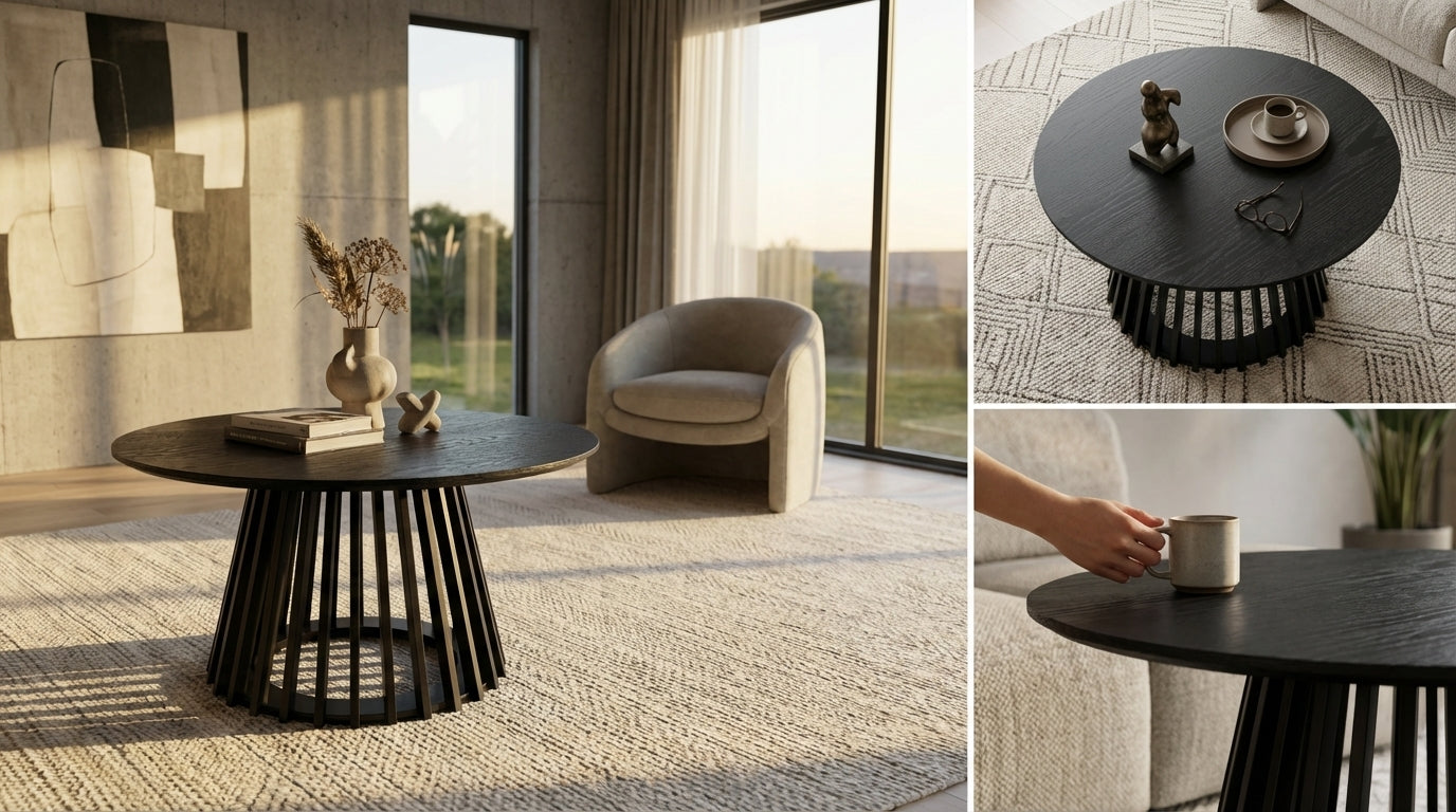 Haven Silhouette Coffee Table - 80cm - Black – premium furniture by Interior Ave