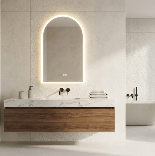 90 x 60cm Arched Frameless LED Bathroom Mirror
