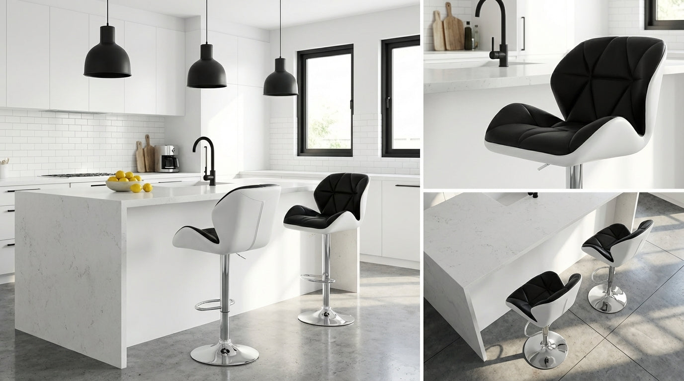 Top Deck Bar Stool - Black & White (Set of 2)