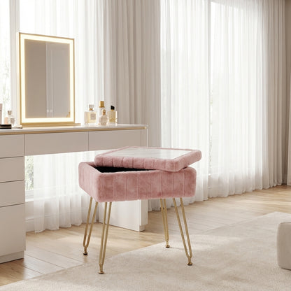 Luna Vanity Storage Stool - Pink
