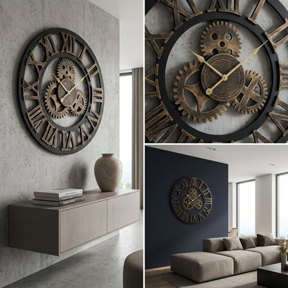 Large Industrial Steampunk Wall Clock - 80cm – premium furniture by Interior Ave