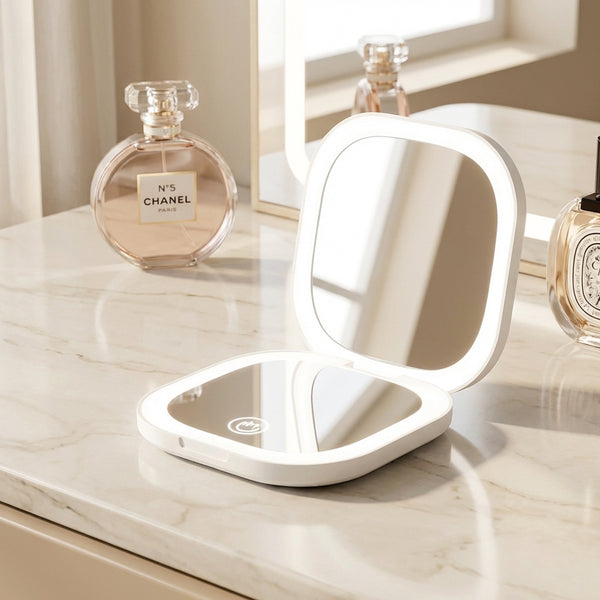 Aura LED Compact Mirror - White