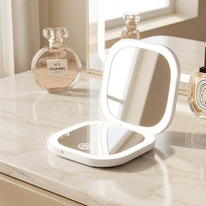 Aura LED Compact Mirror - White