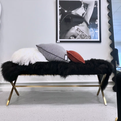 Oxley Fur Bench - Black