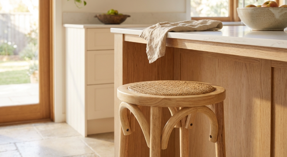 Aston Rattan Bar Stool - Natural - Set of Two – modern bar stool by Interior Ave